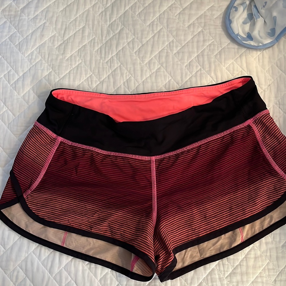 Multi-color stripe lulu lemon running shorts